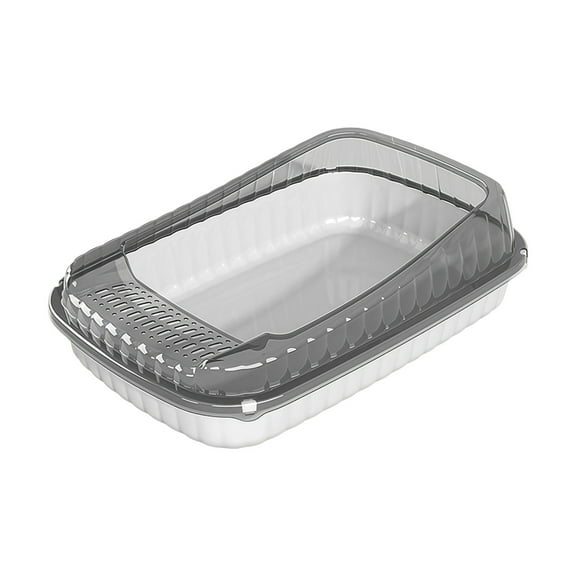 Litter Box, High Sided Litter Box, Semi Enclosed High Bar Structure, Splashs Proof, Provides Ample Space for Cats, Shovel Included, Spacious Size, Suitable for Indoor & Outdoor (Grey)