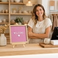 thumbnail image 5 of Square Pink Felt Letter Board with Wooden Frame, 170+ Letters Symbols for Home Decor Announcements, 5 of 6