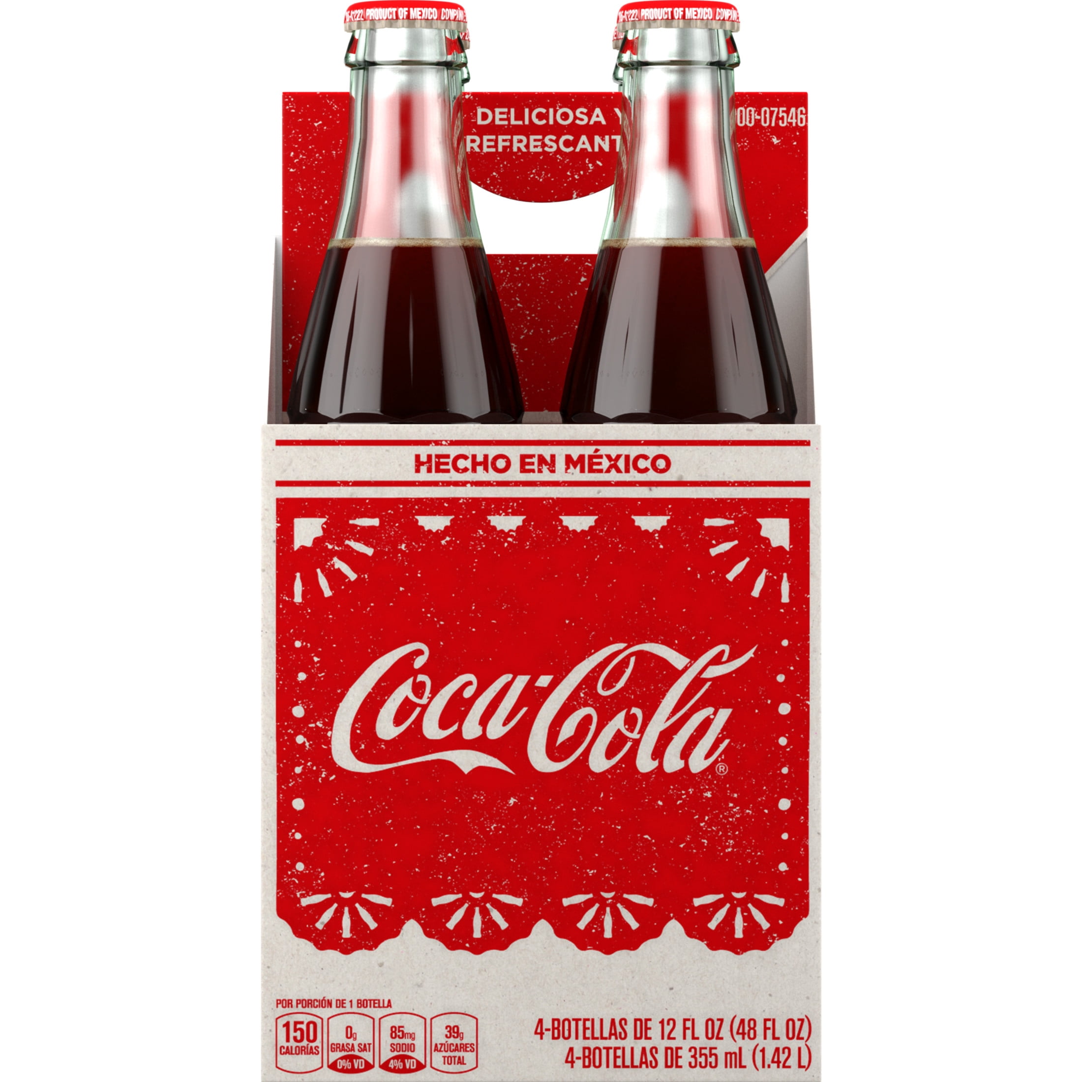 Coca-Cola de Mexico Soda Pop Glass Bottles, 355 mL, 4 Pack