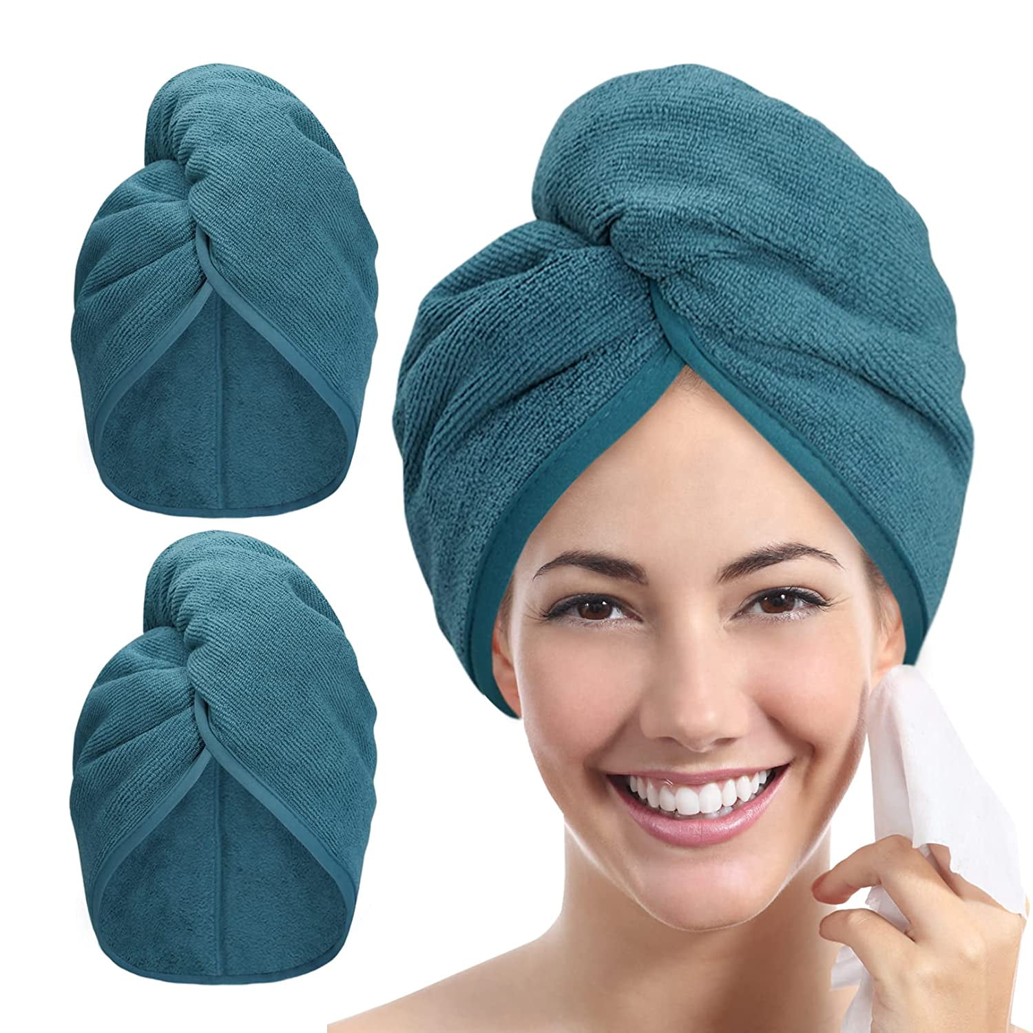 Microfiber Hair Towel Wrap 2Pack Hair Head Drying Turban Curly Fast