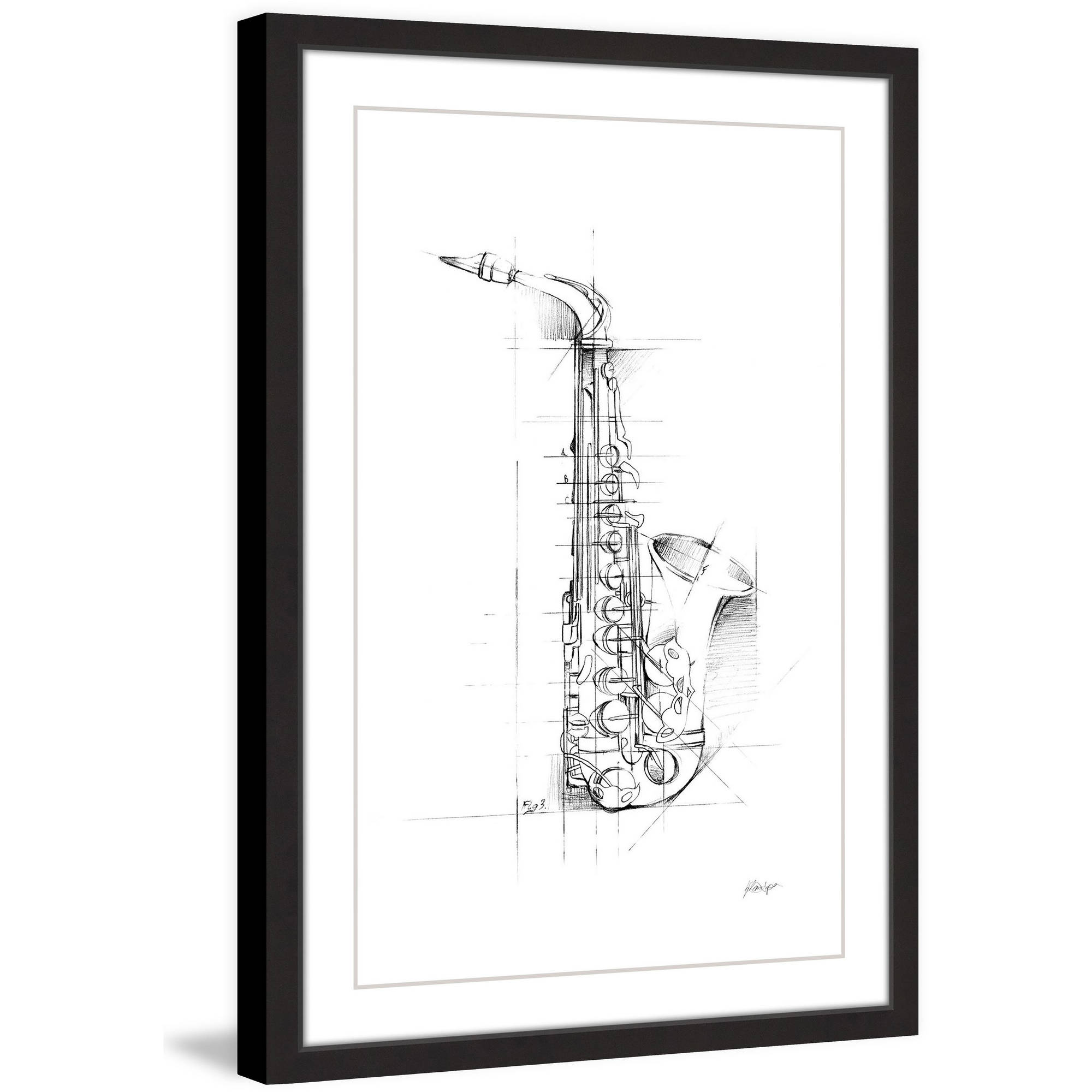 Marmont Hill "Saxaphone Sketch" Framed Painting Print