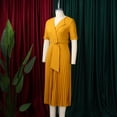thumbnail image 5 of AURA Plus Size Summer V Neck Pleated A Line Dress High Waist Elegant Midi Party Dress XL XXXL, 5 of 10