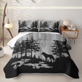 thumbnail image 2 of Erosebridal Jungle Wildlife Wolf Quilt King,Rustic Farmhouse Pine Tree King Coverlet Set For Boys,3-Piece, 2 of 7