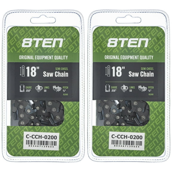 Semi Chisel Chainsaw Chain 18 inch .058 3/8 68DL for Husqvarna Jonsered 2 Pack 810-CCC2422H