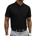 thumbnail image 2 of Hearthz S-5XL Polo Shirts for Men Waffle Textured Short Sleeve Shirt for Men Big and Tall Solid Color Golf Polos for Men with Chest Pocket Black M, 2 of 7