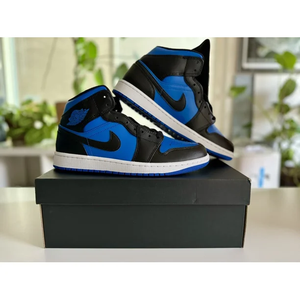 Ni - ke Ni - ke Jordan 1 Mid Black Royal Blue DQ8426-042 Men's Casual Shoes Sneakers