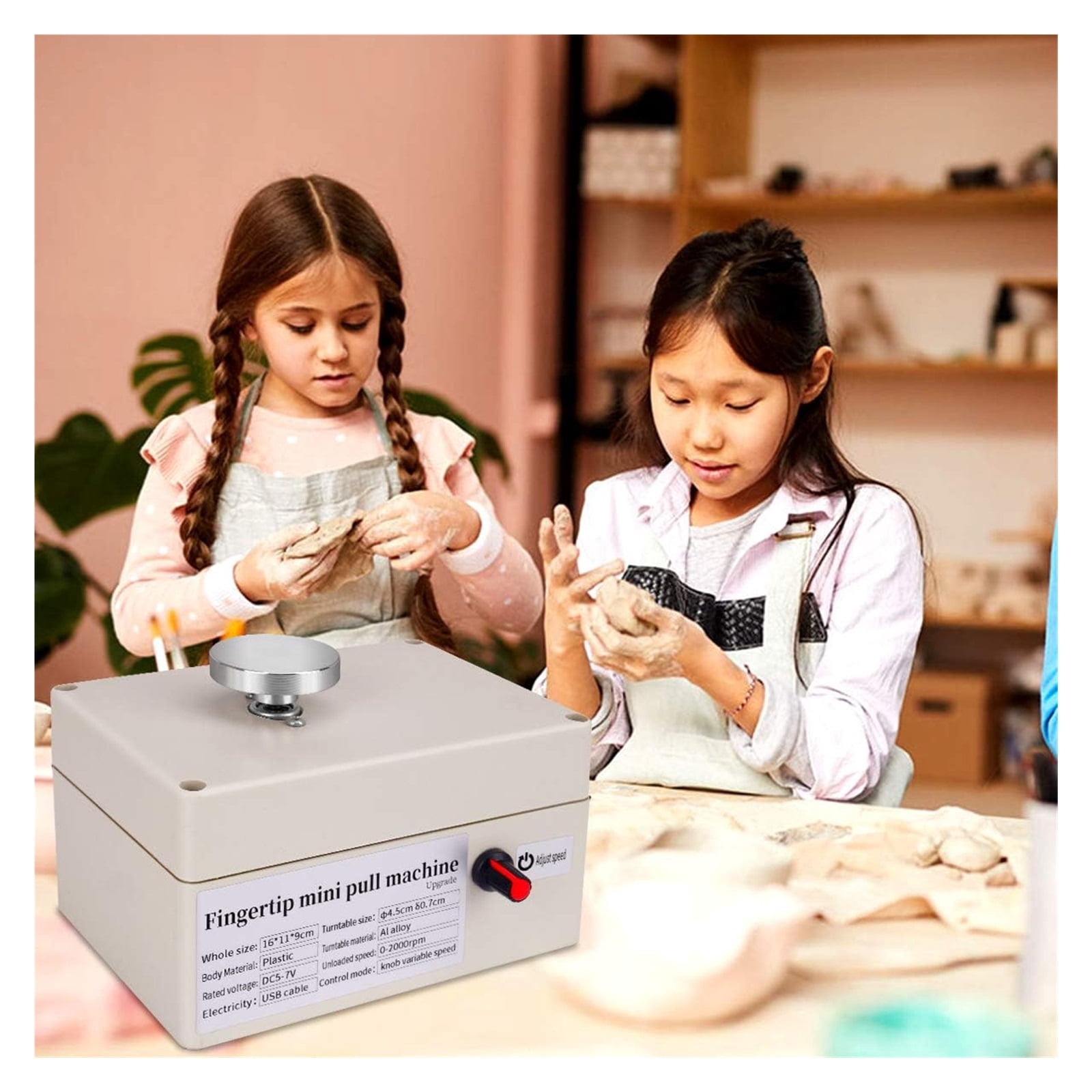Mini Pottery Wheel Machine, With 6 Pottery Shaping Tools, 2000 RPM Pottery Wheel Mini Clay Making Pottery Machine DIY Craft ,Durable Design