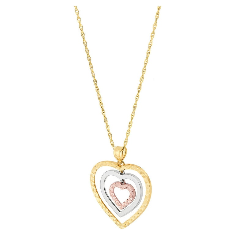 Mom Heart Pendant 10K Tri Color Gold newest Ros