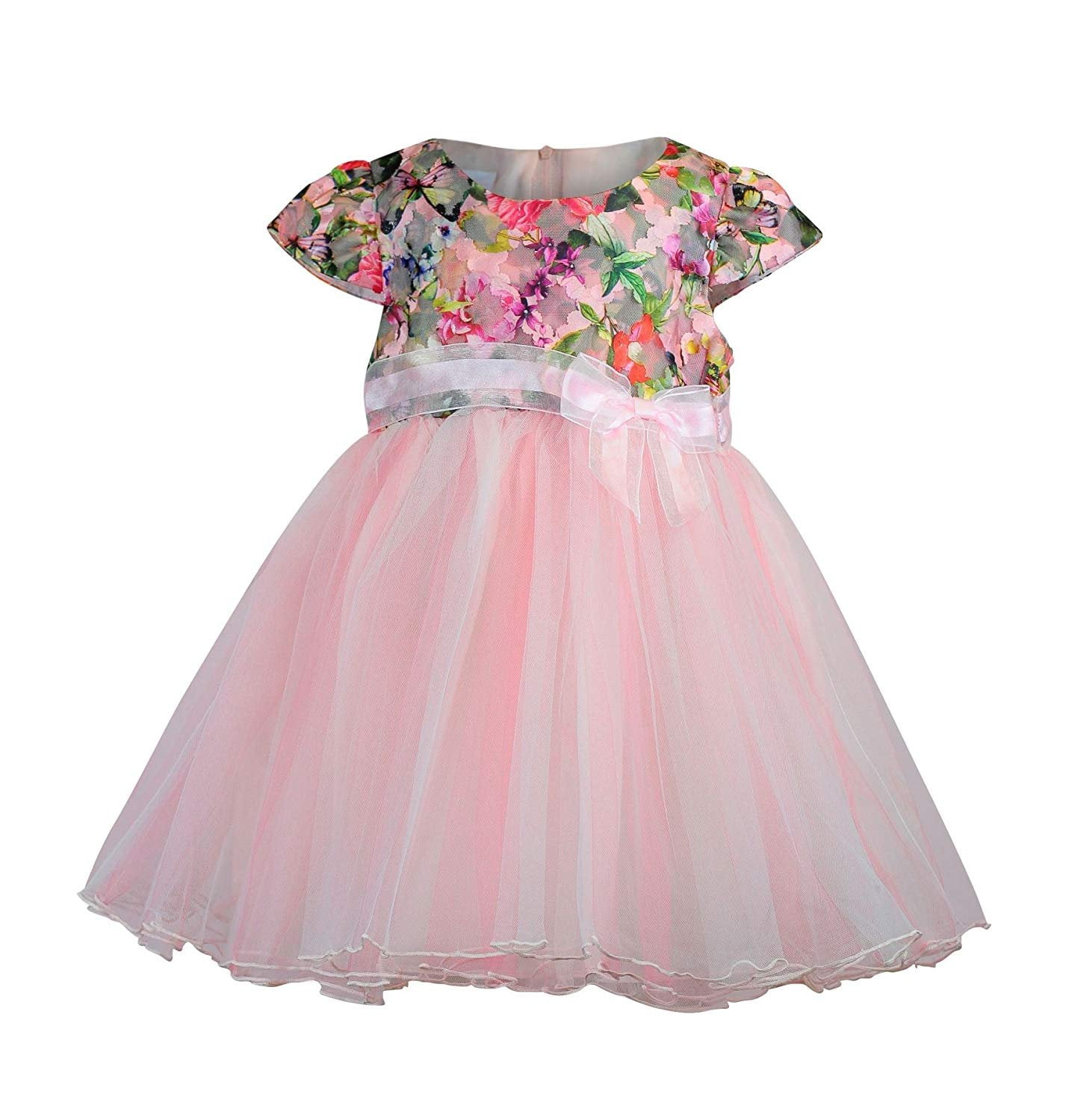 Baby Girls Pink Floral Empire Dress Christening Wedding Party 3 to 24 Months Baby Girls Pink Floral Empire Dress Christening Wedding Party 3 to 24 Months