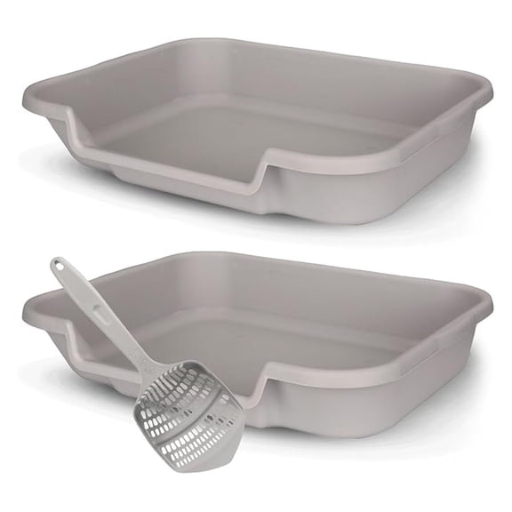 PuppyGoHere Dog Litter Box, Large Size, Misty Gray with Square Pet , Durable & Pet Safe Puppy Pan, Comfortable for Dogs, Great for Dogs up to 20 lbs - Includes 2 Puppy Pan & 1 Square Pet