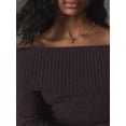 thumbnail image 4 of Cenuakty Women's Spring Autumn Knit Tops Solid Color Long Sleeve Off Shoulder Slim Knitwear, 4 of 6