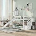 thumbnail image 4 of CoSoTower Twin over Twin House Bunk Bed with Convertible Slide,Storage Staircase,White, 4 of 9