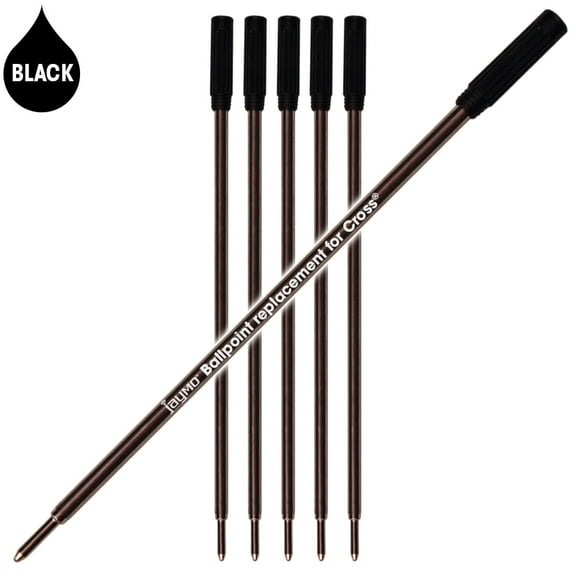 Jaymo Replacement for Cross 8513 - Measures 4.563 in / 116 mm Long - Ballpoint Pen Refill - 6 Black