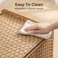thumbnail image 6 of Rattan Hidden Litter Box Furniture 47.2" Double Litter Box Enclosure for 2 Cats with Mats, Play Ball & 2 Hooks, Large Cat Kitty House for Living Room/Bedroom Natural, 6 of 6