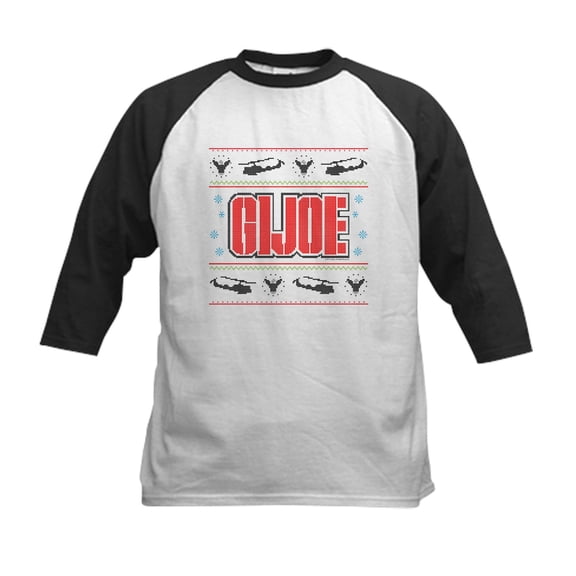 CafePress - Gi Joe Ugly Christmas Kids Baseball Tee - Kids Cotton Baseball Jersey, 3/4 Sleeve Shirt
