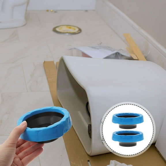 CIMAXIC Toilet Gasket Blue Rubber PP Anti-Leakage for Most Toilets 2Pcs