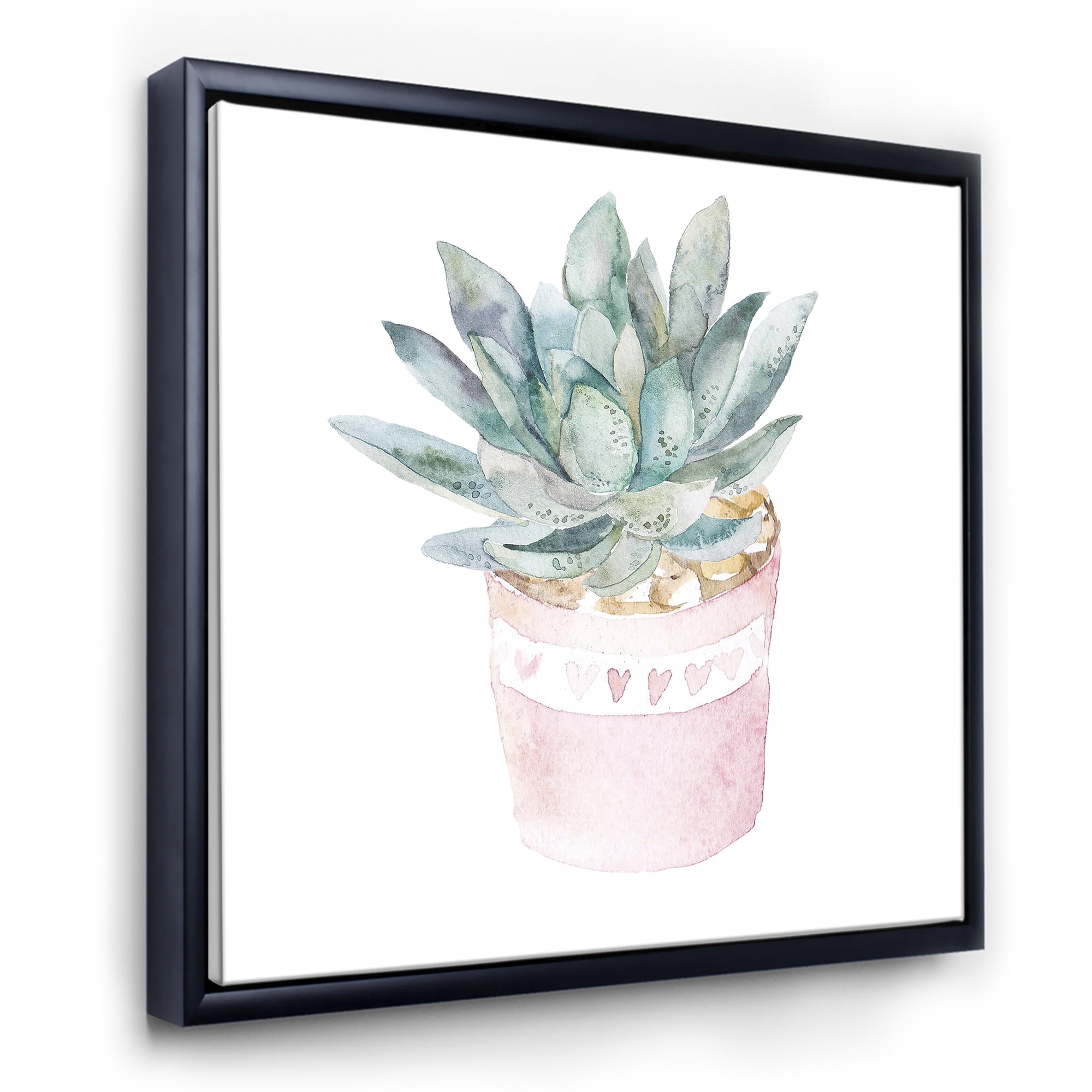 Designart 'Succulent and Cactus House Plants II' Farmhouse Framed Canvas Wall Art Print