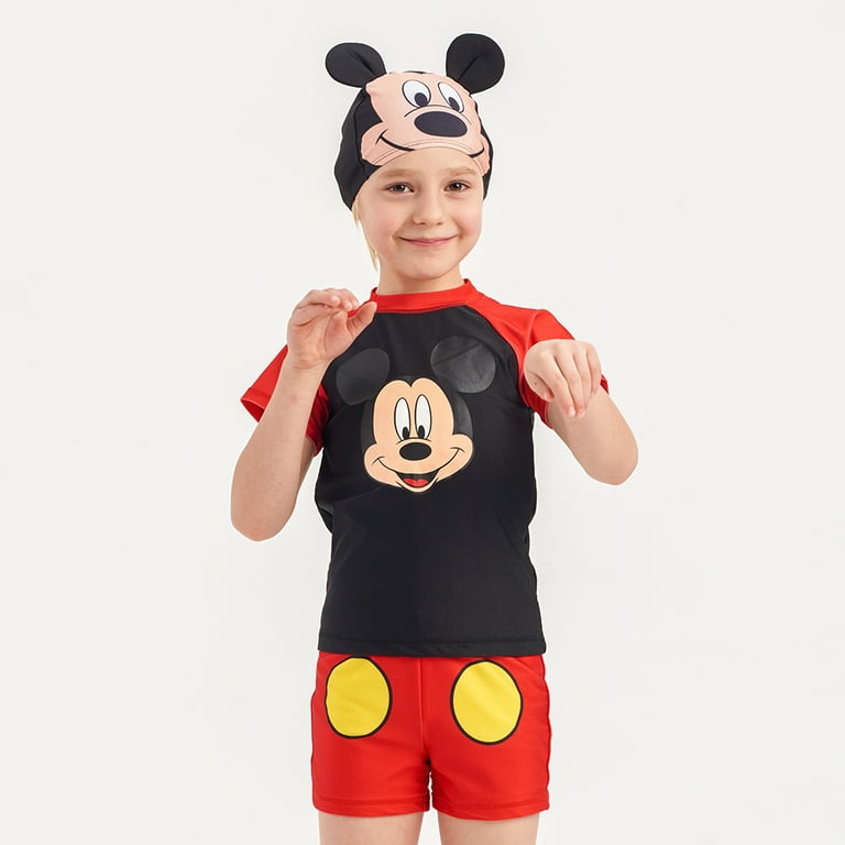 Boys Swimsuits Set Three Piece Top Trunk Swim Cap Swimwear Bathing Suit 3 12