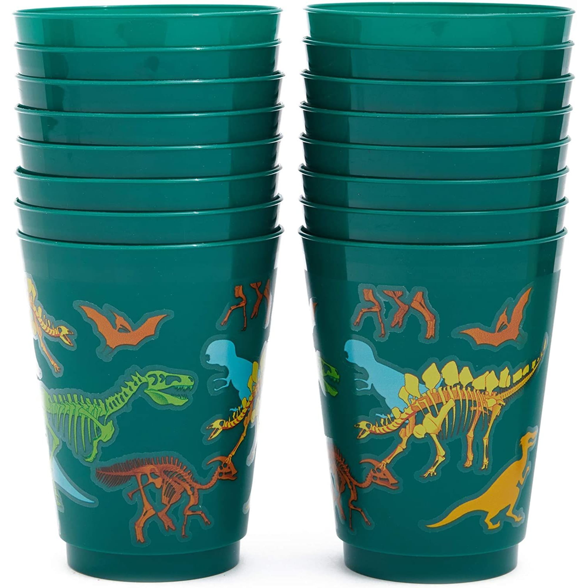 Dinosaur Cups with straw kids Travel Tumblers Water Bottle Ice Coffee Mugs  Plastic Party Cup Gift (green dinosaur, 6.5 * 20 cm)