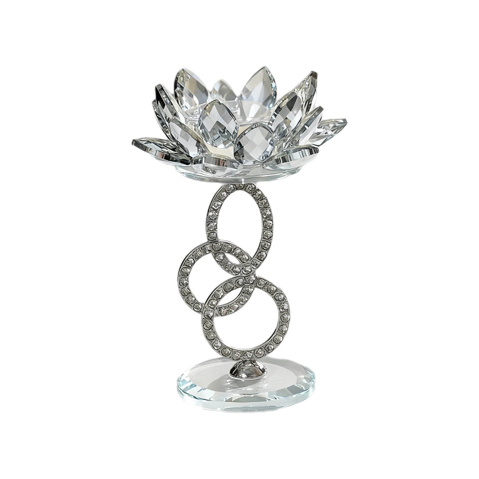 Christmas Lotus Flower Candle Holders Crystal Glass Centerpiece for Christmas Home Decor Wedding Dining Table Festive Living Room and Mantel