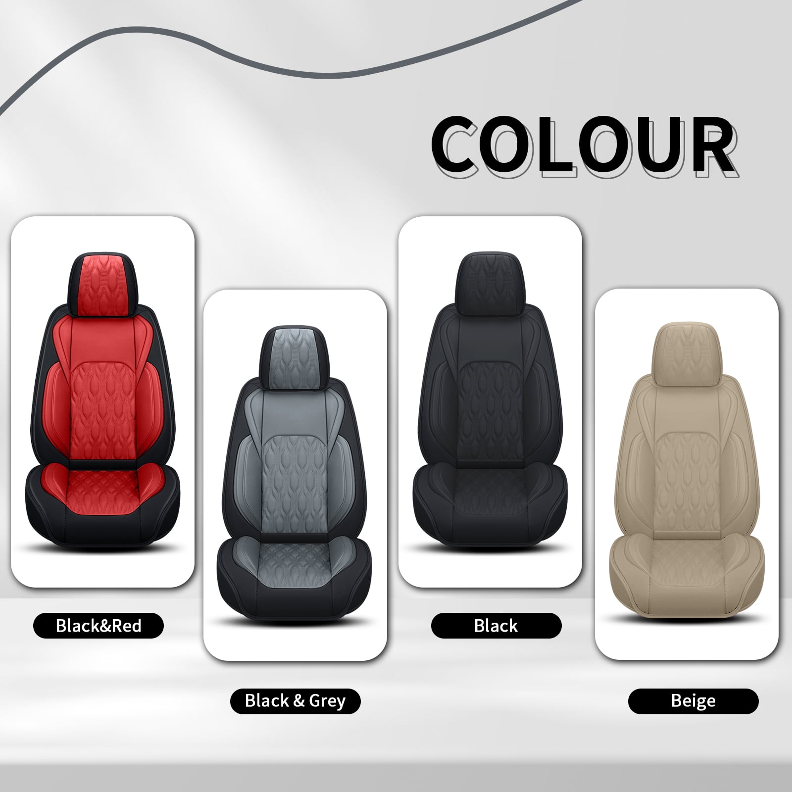 LAONNVIR Black Front Car Seat Covers,Stylish Breathable Leather Automotive Seat Protectors,Airbag Compatible Auto Interior Accessories Custom Fit for Honda CRV 2007-2025,Black&Red