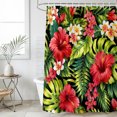 thumbnail image 4 of Summer Tropical Bathroom Shower Curtains with 12 Hooks Polyester Waterproof Shower Curtain for Stalls and Bathtubs Bohemia Flowers Monstera Leaves Watercolor Decorative Bathroom Curtain 66x72 Inches, 4 of 9