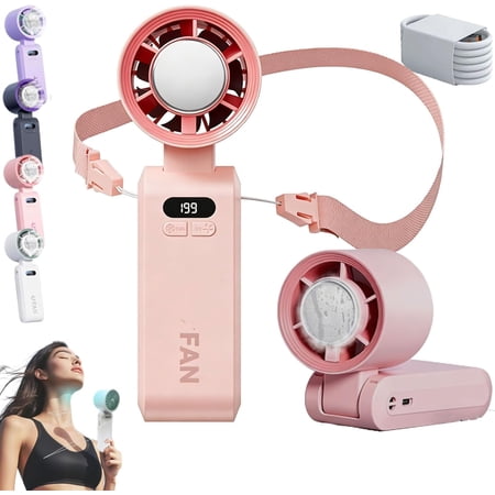 2026 Upgraded Chillbreeze Portable Turbo Fan, Chillbreeze Pro, Chill Breeze Portable Fan Ac, Handheld with Ice Cooler, Speed (1-199) Rechargeable for Travel/Outdoor/Home/Office (Pink)