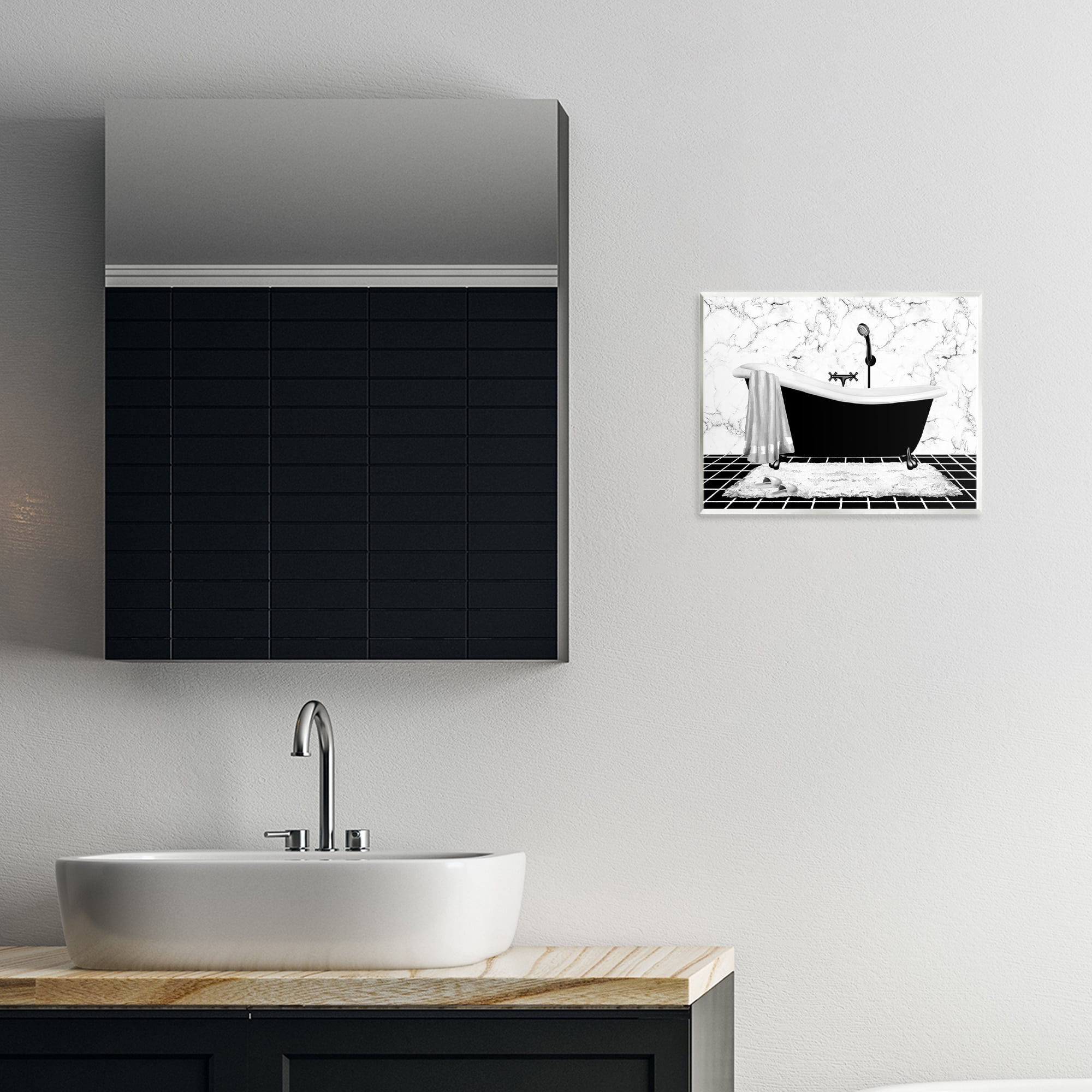 Stupell Industries Marble Pattern Tub Typography Painting Unframed Art Print Wall Art, 14 x 11