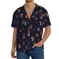 thumbnail image 3 of Balery Mushrooms3 Men's Casual Button Down Shirt Short Sleeve Textured Summer Cuban Beach Shirts-Large, 3 of 7