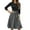 Dark Gray, variant on Women's Solid Color Waistband Round Neck 3/4 Sleeve Dress, Flowy Casual Midi Sundress with Minimalist Elegance for Summer,Army Green L