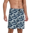 thumbnail image 2 of Pofeuu A Japanese Great Wave Print Men's Soft Woven Elastic Waistband Sleep Pajama Short-Small, 2 of 6