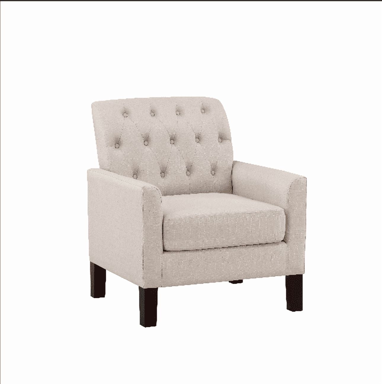 BSHTI Modern Accent Chair with Vintage Rivets Finish, Footrest Chair Set with Solid Wood Legs and Ergonomic Backrest, Button Tufted Upholstered Armchair for Livingroom