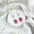 thumbnail image 6 of Lab Grown Ruby Drop Earrings with Moissanite for Women, Lever Back Earrings - AAAA Grade, 10K White Gold, 6 of 8