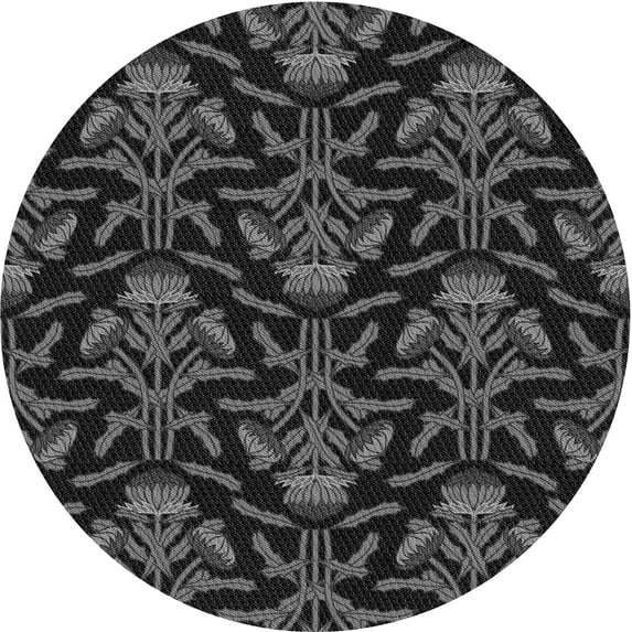 Ahgly Company Indoor Round Patterned Smokey Gray Area Rugs, 5' Round