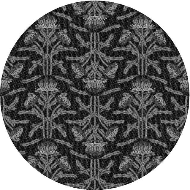 Ahgly Company Tapis Rond Lavable en Machine Intérieur Transitionnel Gris Fumé, 6 Pieds Rond