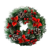 Christmas Wreath Snow Flocked Wreath Swag Artificial Winter Front Door for Holiday New Years Indoor Wall Window Fireplace Decorations 12''