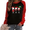 thumbnail image 2 of Camiseta de manga larga con estampado navideño informal con cuello redondo para mujer, blusa con parches, Tops a la moda Pompotops gfhjh4313, 2 of 5