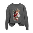 thumbnail image 4 of Fiaer Christmas Sweatshirts for Women Santa Reindeer Snowman Crew Neck Tops Long Sleeve Funny Graphic Tops Dark Gray L, 4 of 4