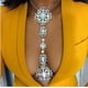 thumbnail image 1 of Collar de cintura pequeña para mujer, de moda europea y americana, con incrustaciones de diamantes, joyería, cadena de clavícula con flores exageradas, cadena corporal, 1 of 6