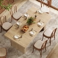 thumbnail image 4 of Finmind 63" Farmhouse Dining Table, Spacious Modern Kitchen Table with Fluted Design for Dining Room, Living Room, Natural, 4 of 7