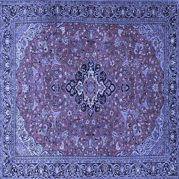 Ahgly Company Indoor Square Medallion Blue Traditional Area Rugs, 4' Square