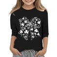 thumbnail image 1 of LUOGENLI T-Shirt pour Filles T-Shirt Graphique pour Filles Journée de la Saint-Patrick Mode Polyvalent Col Rond Manches 3/4 T-Shirt Décontracté Ensemble Maxi Hauts Filles 2 Pcs Grande Taille Noir 13-14 Ans, 1 of 4