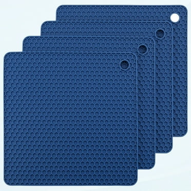Navy Blue Silicone Pot Holder Mat Set of 4, Heat Resistant Trivet Holder for Hot Cooking, Pots and Pans
