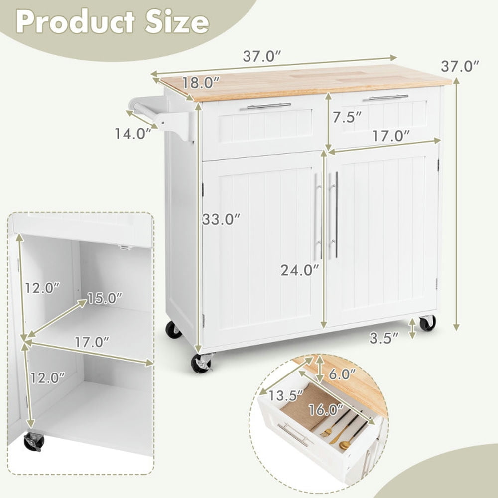 Finihen Rolling Cart, Kitchen Island Cart, Heavy Duty Rolling Kitchen Cart with Tower Holder and Drawer, for Kitchen, Dining Room, White Finihen Rolling Cart, Kitchen Island Cart, Heavy Duty Rolling Kitchen Cart with Tower Holder and Drawer, for Kitchen, Dining Room, White