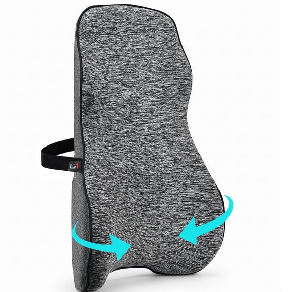 Fosmon Lumbar Support Pillow for Office Chair Car Gaming Chair, Memory Foam Back Support Pillow with Strap for Back Pain Relief Ergonomic Backrest Support Cushion