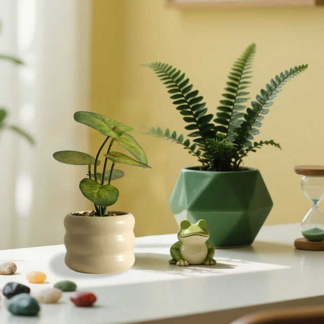 Plantas Artificiales De Plástico En Maceta 1 planta artificial verde en maceta, bonsái falso para decoración de escritorio en el hogar u oficina, adorno de vegetación para interiores. Rkxzt