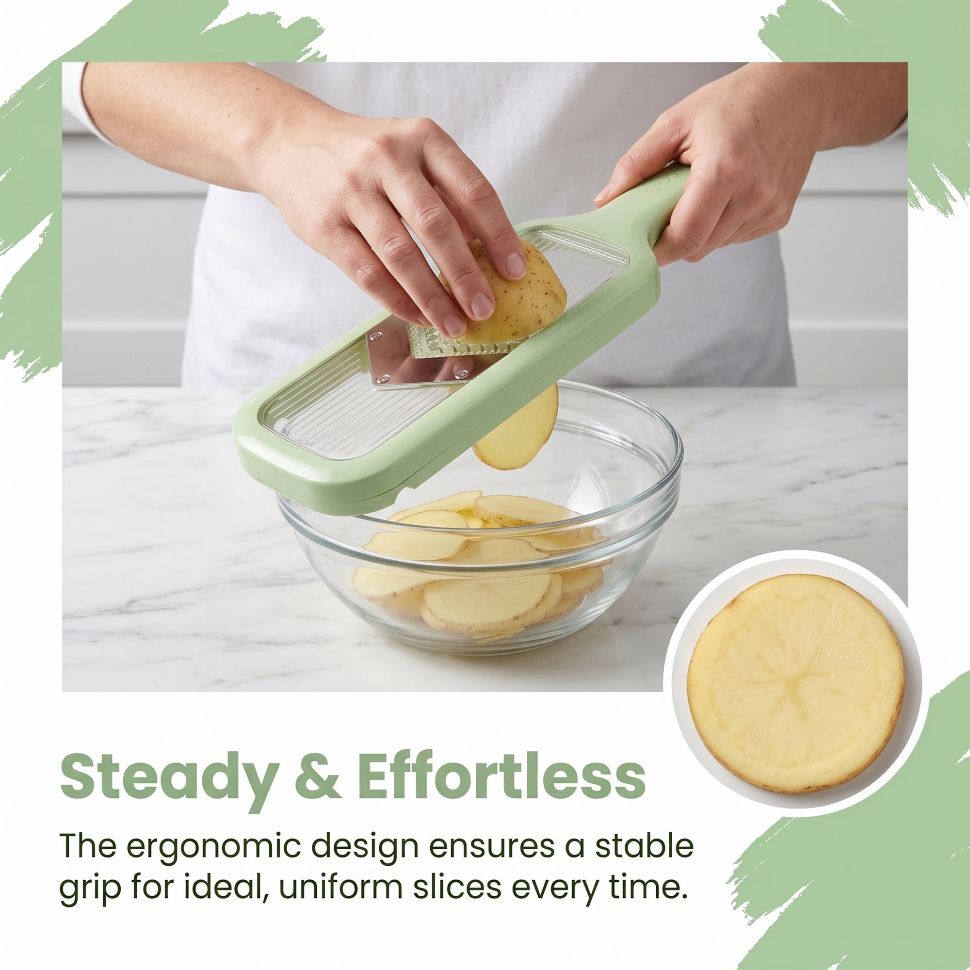 Unique Bargains Versatile 3-in-1 Vegetable Slicer and Chopper for Home Green A 13.2"x4.3"