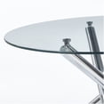 thumbnail image 5 of Mid-Century Modern 5-Piece Dining Set with Glass Top Table and 4 Chairs, Black and Silver Metal Legs for Kitchen, Dining Room, 5 of 8