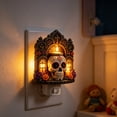 thumbnail image 3 of Day of the Dead Skull Plug In Night Light, Acrylic Sugar Skull Wall Lamp with Warm Glow, Halloween Decor for Bedroom Hallway Entryway Home, 3 of 6