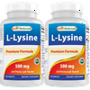 2 Pack Best Naturals L-Lysine 500 mg 250 Tablets